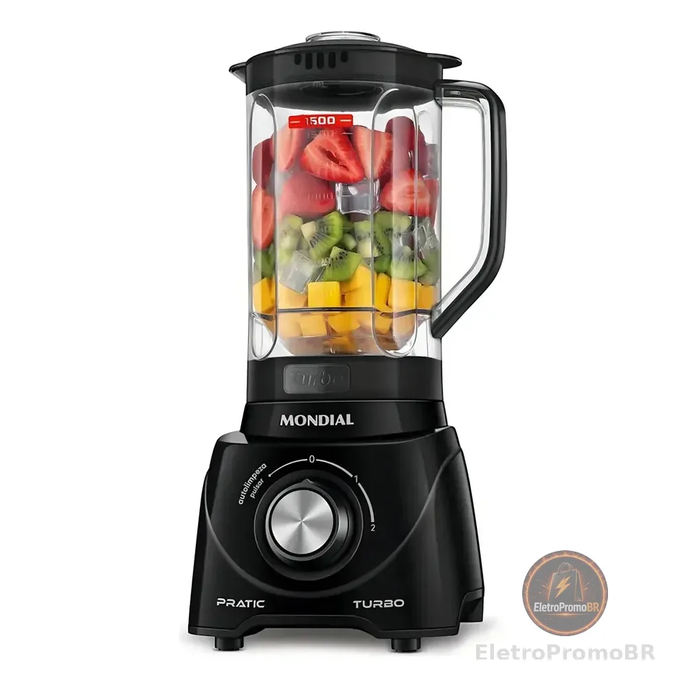 Liquidificador Pratic Turbo, Mondial, 550w - L-98-b Preto 220v