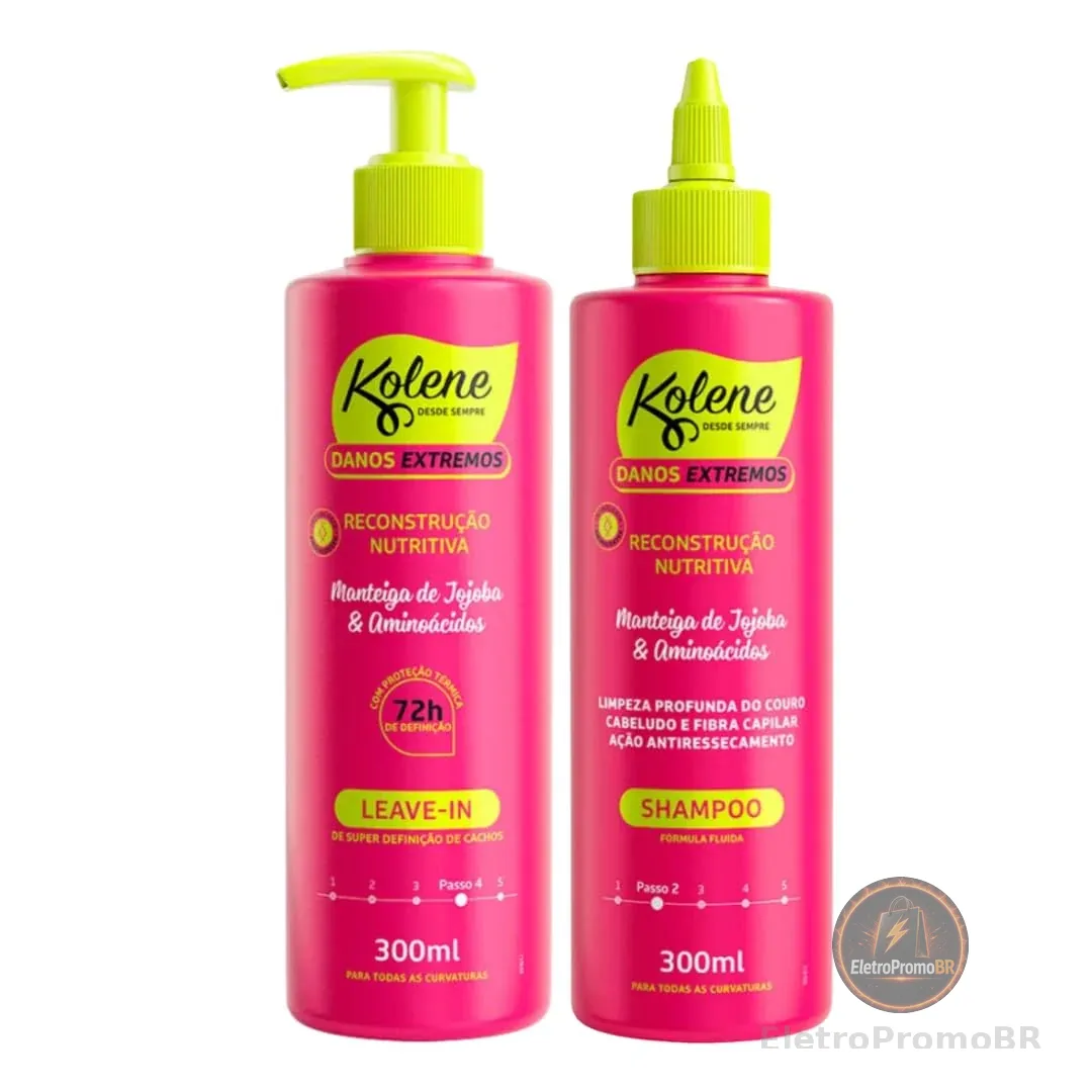 Kit Restauração Kolene Danos Extremos Shampoo e Cond Leave In