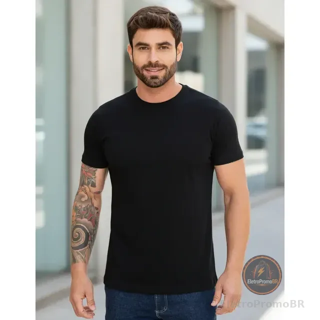 Camiseta Básica 100% Algodão Masculina Premium Manga Curta