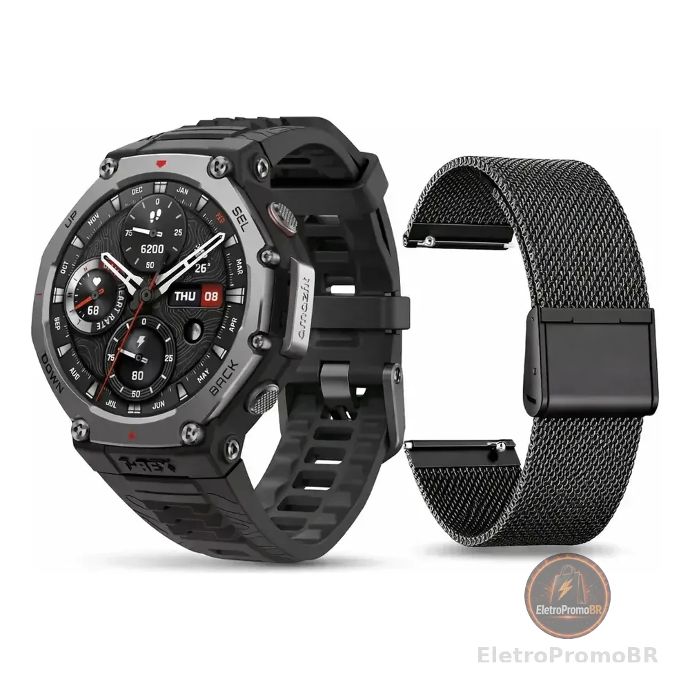 Smartwatch Amazfit Serie 3 Pro T-rex 3 Pro Tela De 1.732  Com Pulseira De 2 Silicone Nylon Com Pulseira Cor Preto Mesh