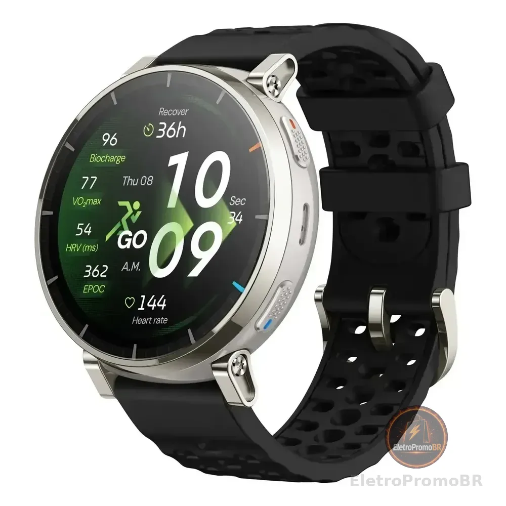Smartwatch Amazfit Active 3 Premium 2026 Gps Bateria 12 Dias Apex Silver Prata Mesh Preto Prateado