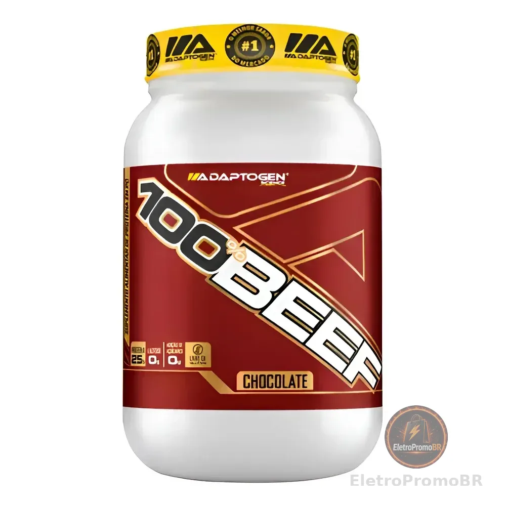 100% Beef Protein 900g Sem Lactose Adaptogen Sabor Morango Morango