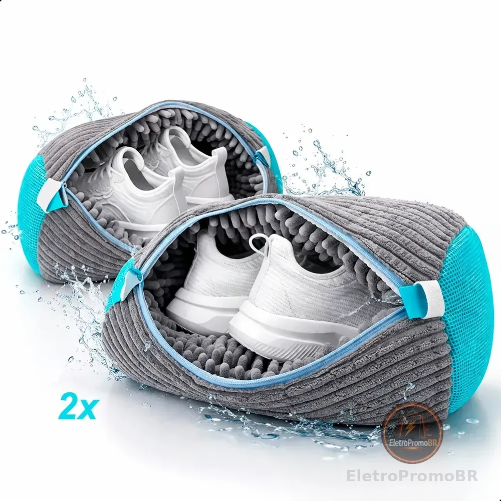 Kit 2 Sacos De Lavagem Tenis Sapatos Para Máquina De Lavar Aleatório