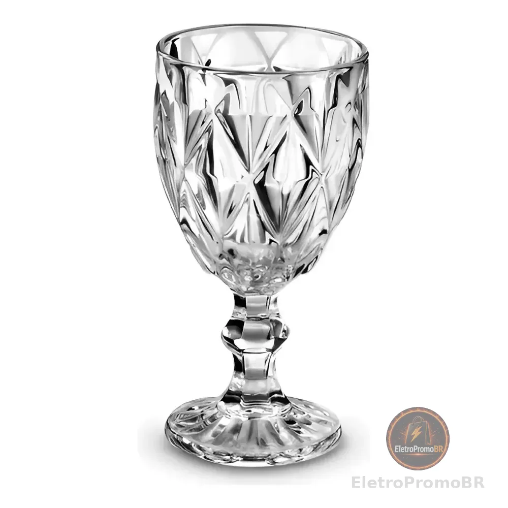 Jogo De Taças Diamond Cristal Vidro Taça De Vinho 340 Ml 6 Peças Home Utilidades Transparente