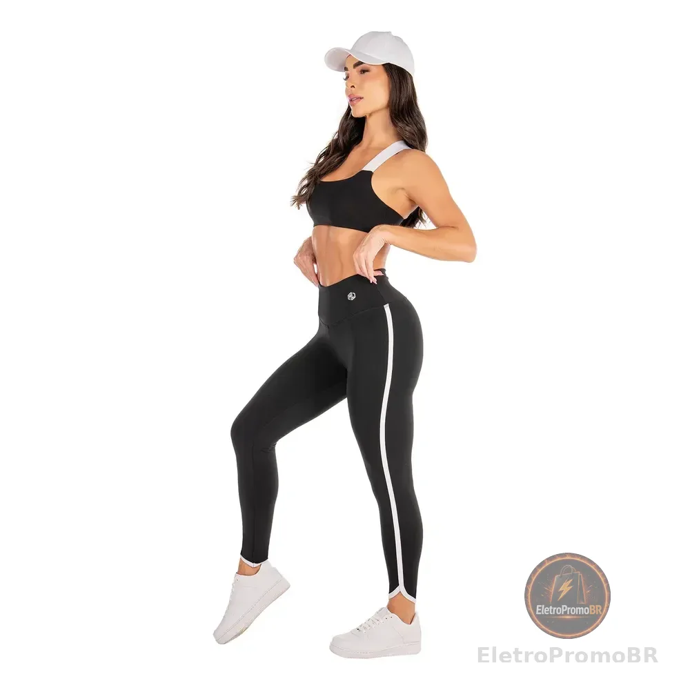 Conjunto Manalinda Fitness Top E Legging Preto/branco G