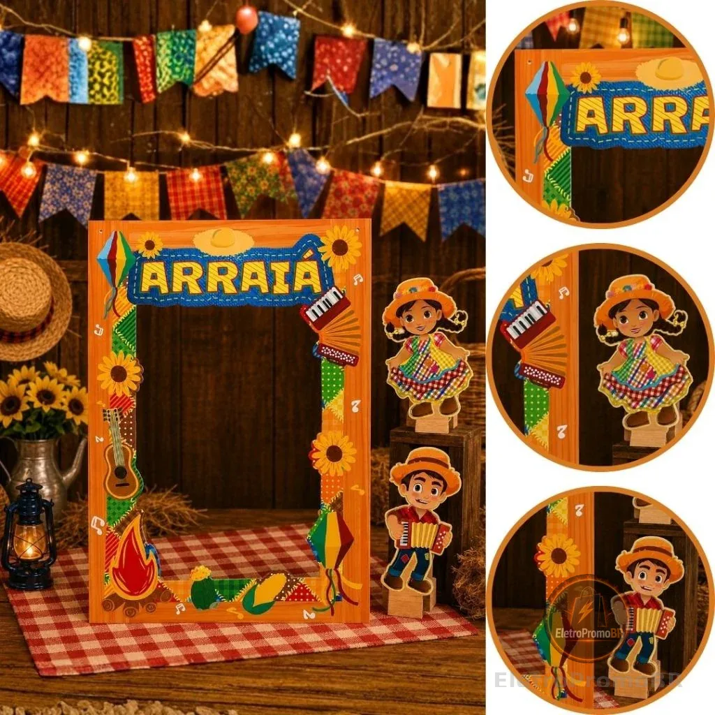 MOLDURA PARA FOTO E 2 CAIPIRINHAS NOSSO ARRAIA 6030 IDEIA ( FESTA JUNINA 2026 )