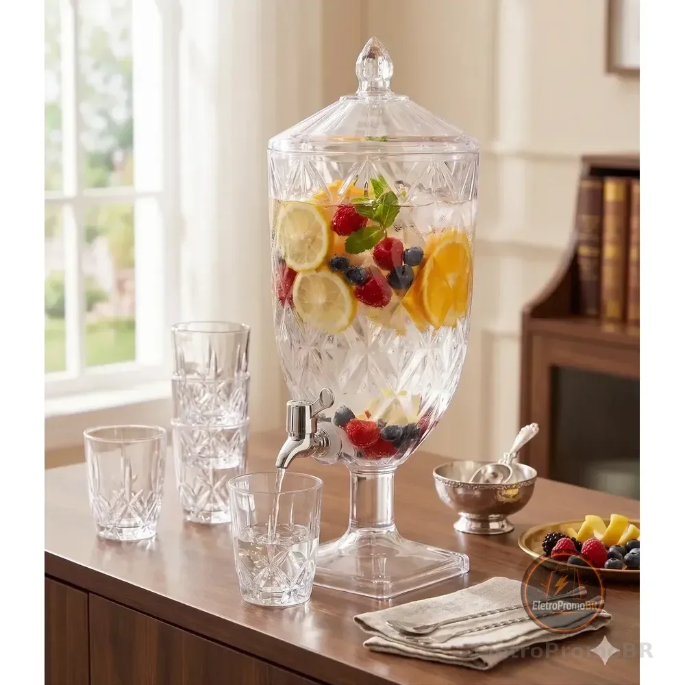 Suqueira Jarra Cristal Acrílico Diamond Água Suco4,5l Xplast