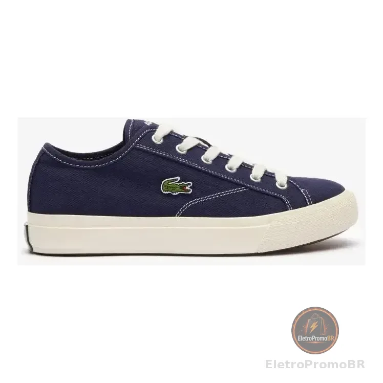 Tênis Masculino Lacoste Backcourt Azul Marinho / Bege Claro Liso 41