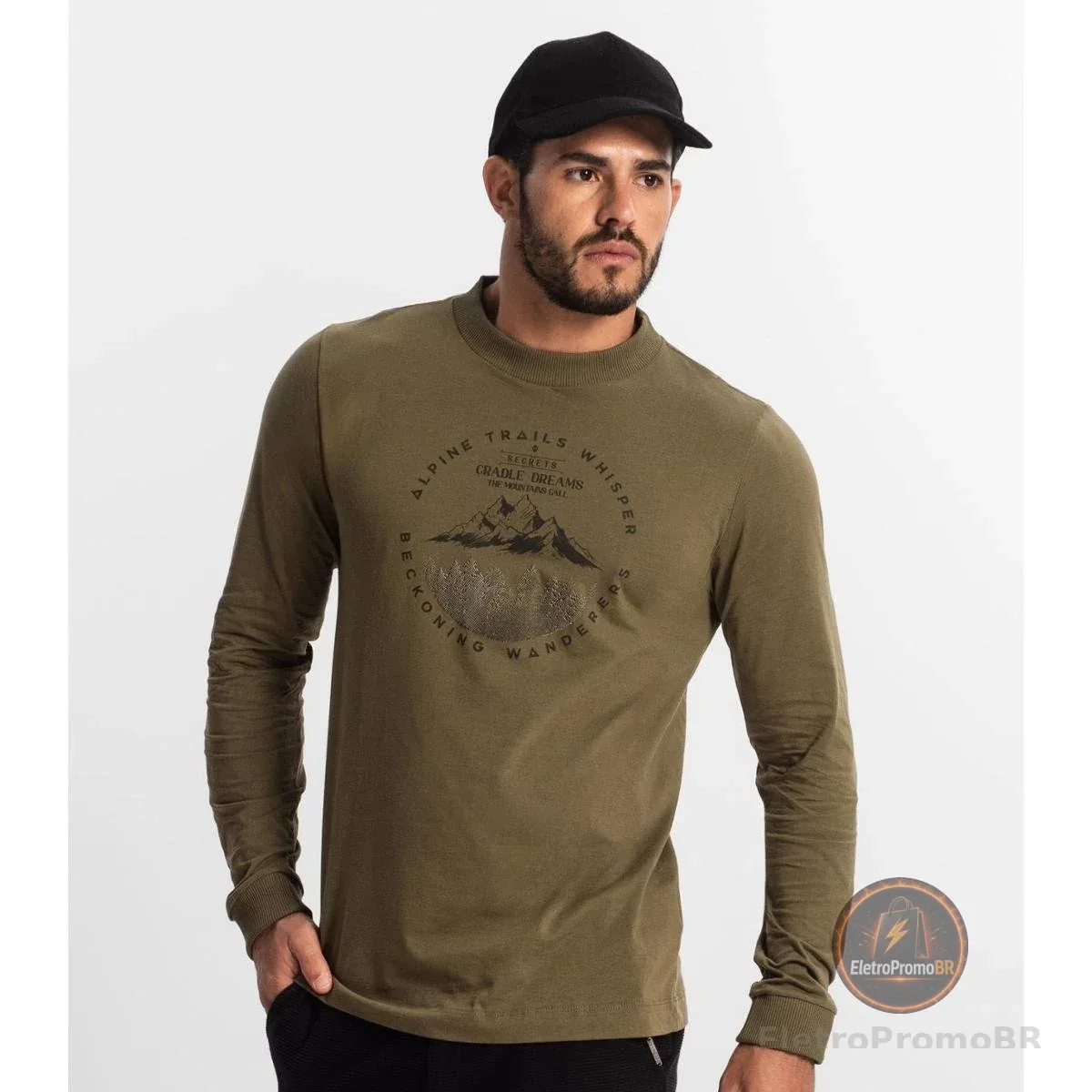 Camiseta Masculina Manga Longa Diametro Verde