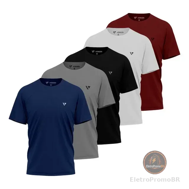 Kit 5 Camisetas Camisas Masculina Slim Voker Linha Premium
