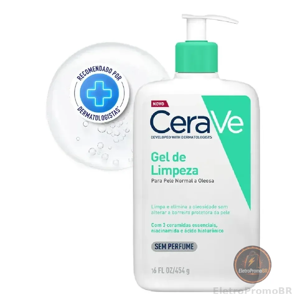 Gel De Limpeza Facial Peles Normais A Oleosas Com Ácido Hialurônico Cerave, 454g Dia/noite