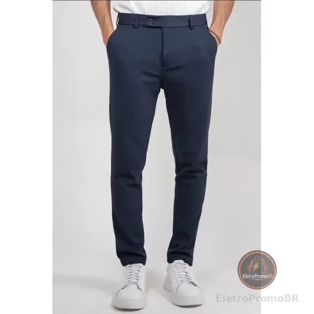 Calça Social Alfaiataria Masculina Malha Elastano Stretch