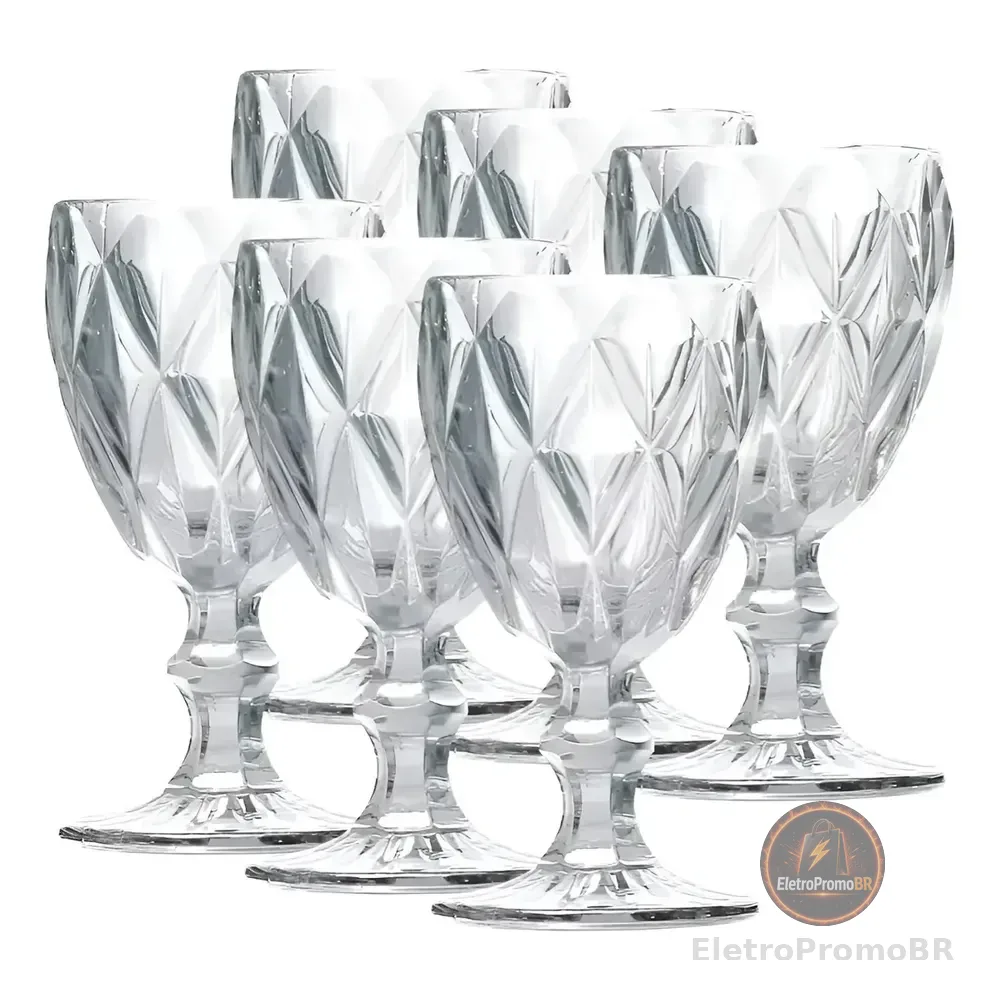 Jogo De 6 Taças Transparente Diamond Gamma 340ml