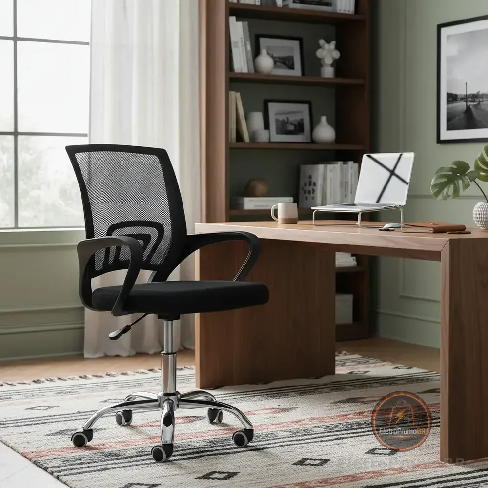 Cadeira Escritório Diretor Tok Begônia Office Estofado Preto Preto