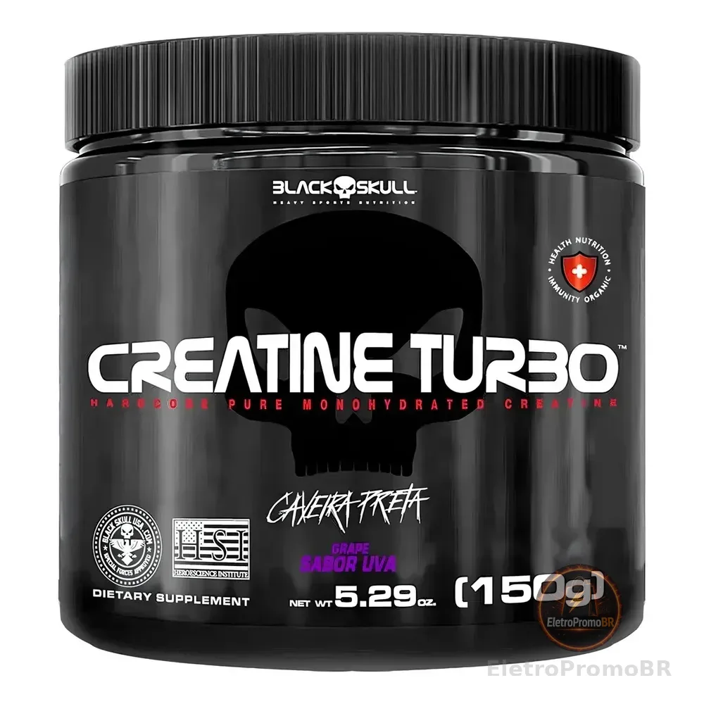 Suplemento Em Pó Black Skull 150g Turbo Monohidratada Sabor Uva