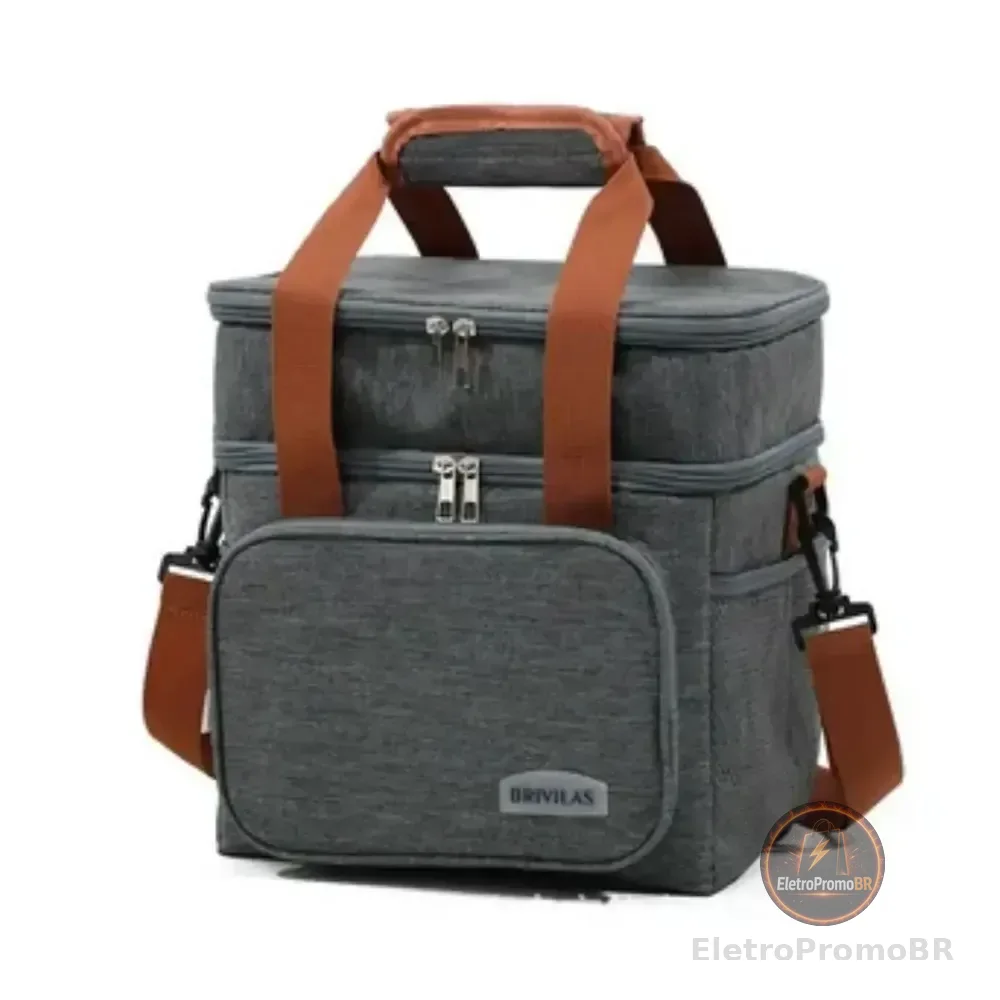 Bolsa Termica Marmita Lancheira Grande Alça Ombro Trabalho Academia Passeio Cinza
