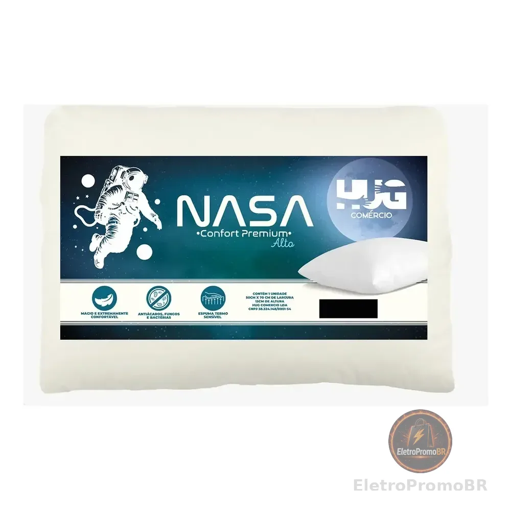 Travesseiro Nasa Alto Visco 13cm Hug Comfort Premium Branco
