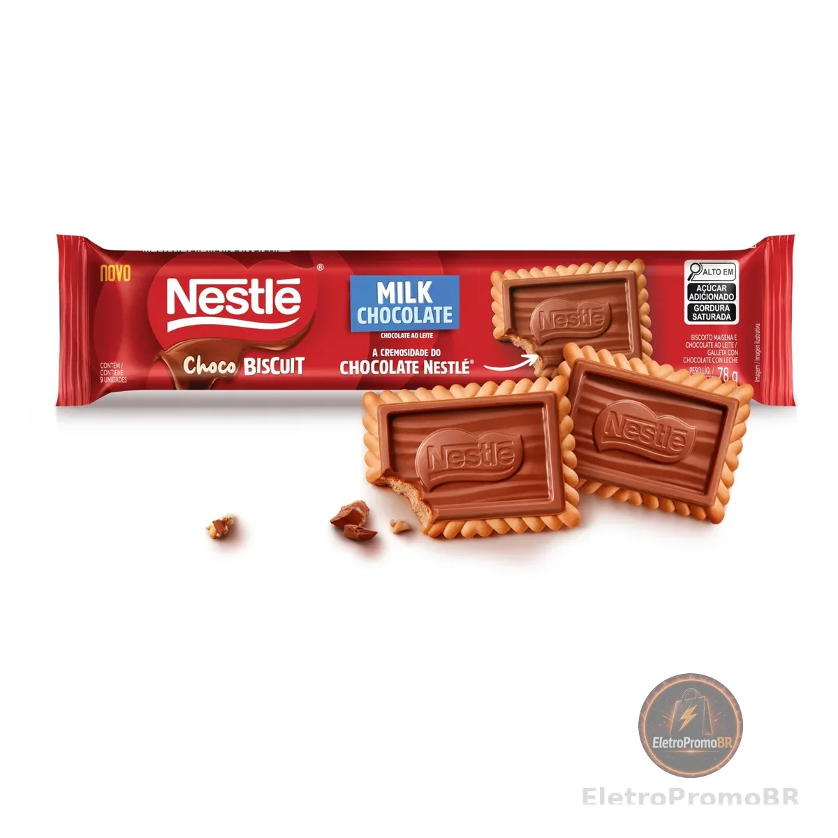Biscoito com Chocolate Chocobiscuit NESTLÉ Ao Leite 78g