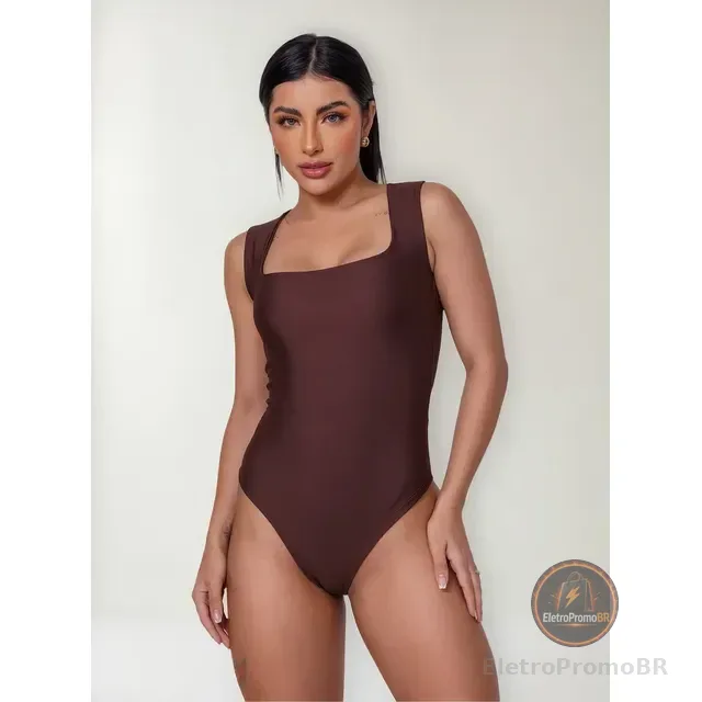 Body Feminino Regata Decote Quadrado Básico Suplex Premium