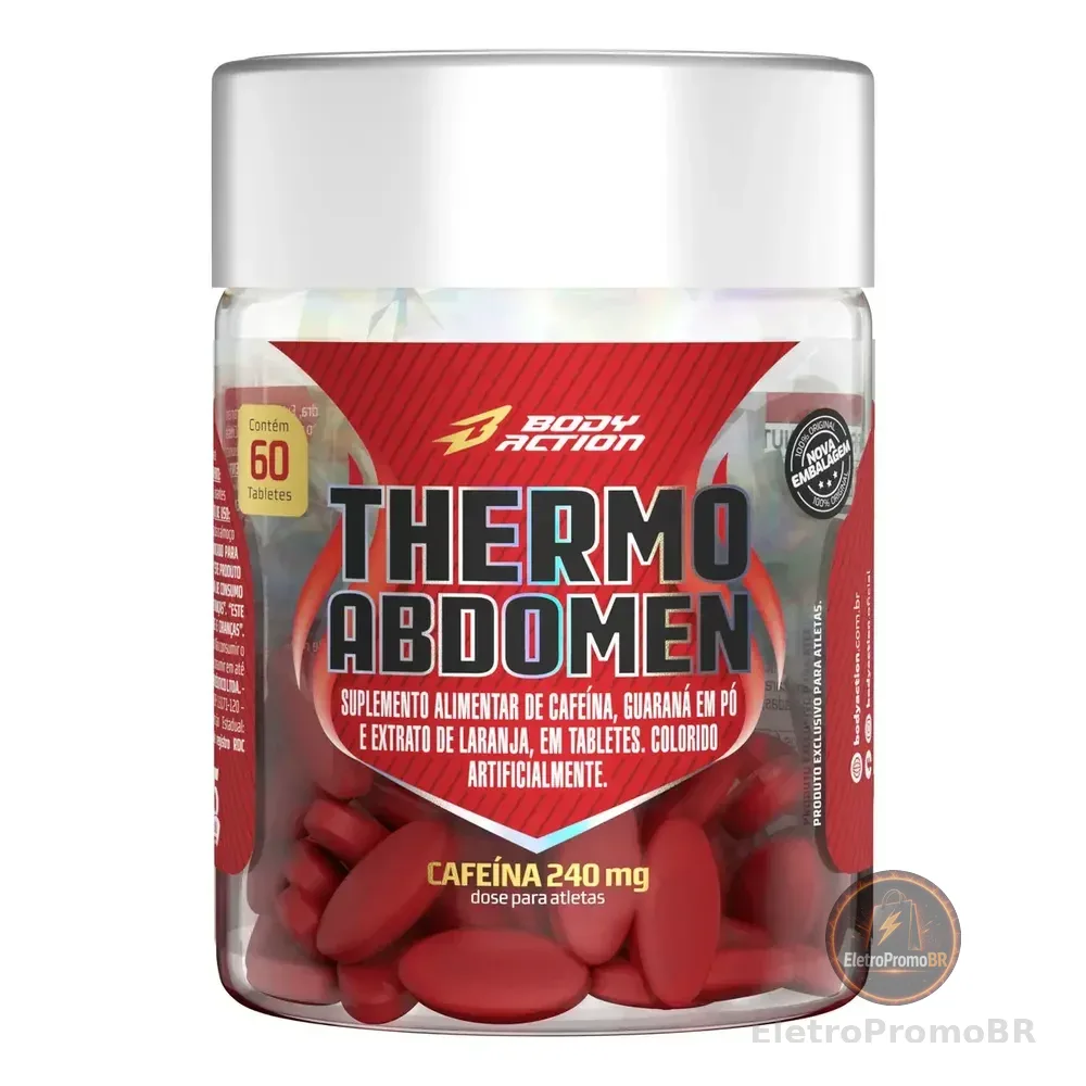 Suplemento Bodyaction Thermo Abdomen Cafeína 240mg Em Pote 60 Comprimidos