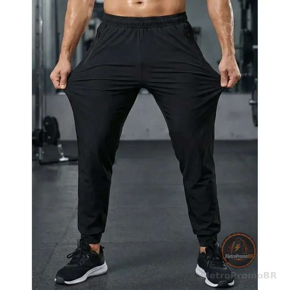 Calça Masculina Tactel Jogger Esportiva Academia Slim Treino Preto G