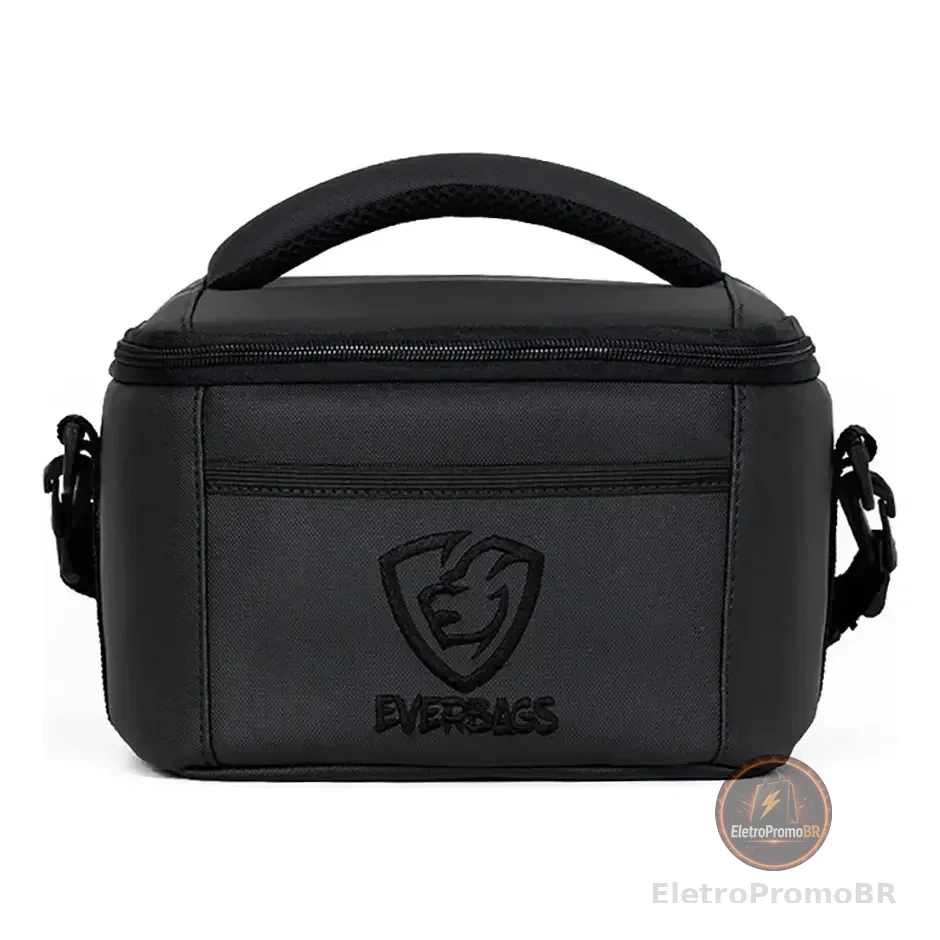 Bolsa Térmica Porta Marmita Everbags Fit, Para Refeição De 7 Litros E Unissex Preto Logo