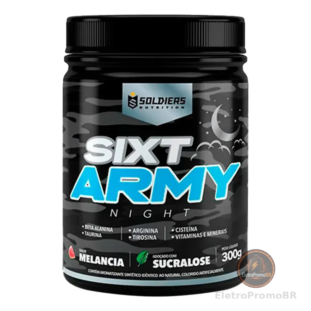 Pré-treino Sixt Army Night 300g Workout Termogênico Sabor Melancia Soldiers Nutrition Energia Foco Treino