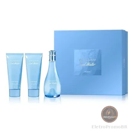 Davidoff Cool Water Woman 100ml Feminino + De Banho 75ml + Body Lotion 75ml