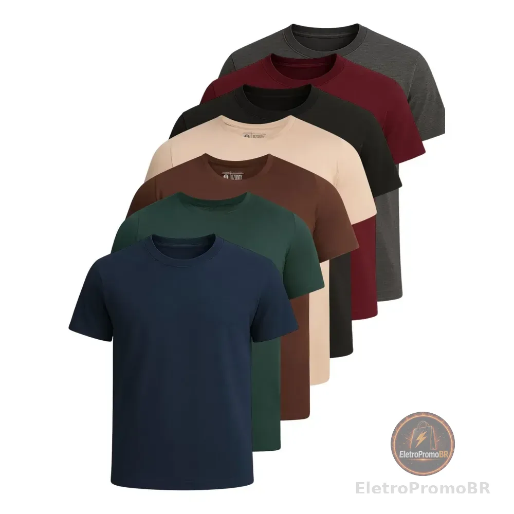 Kit 7 Camisetas Basica Masculina Algodão Fio 30.1 Premium Sortidas G