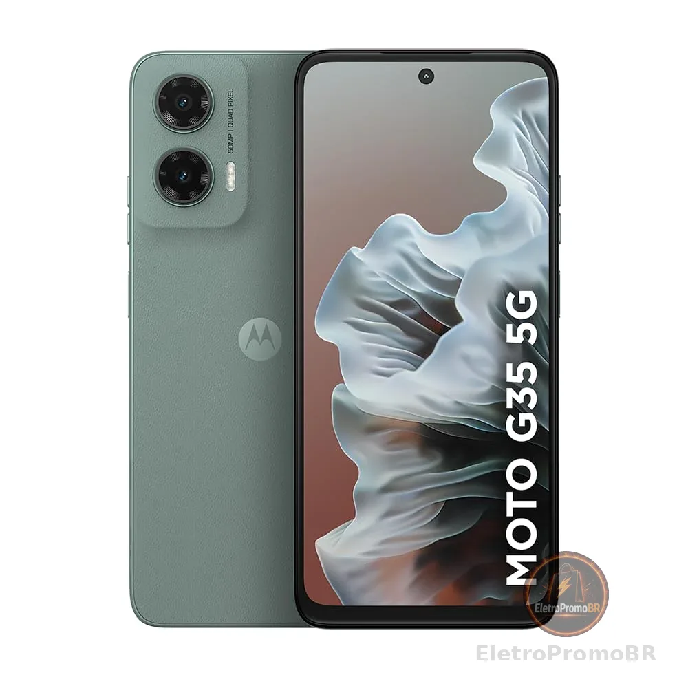 Smartphone Motorola Moto g35 5G - 256GB 12GB (4GB RAM+8GB Ram Boost) e Camera 50MP com AI NFC Tela 6.7" com Superbrilho - Cinza Vegan Leather