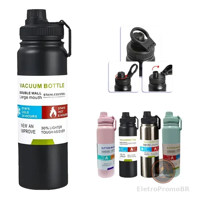 800mlgarrafa Térmica Água Squeeze Inox Academiaquente E Frio