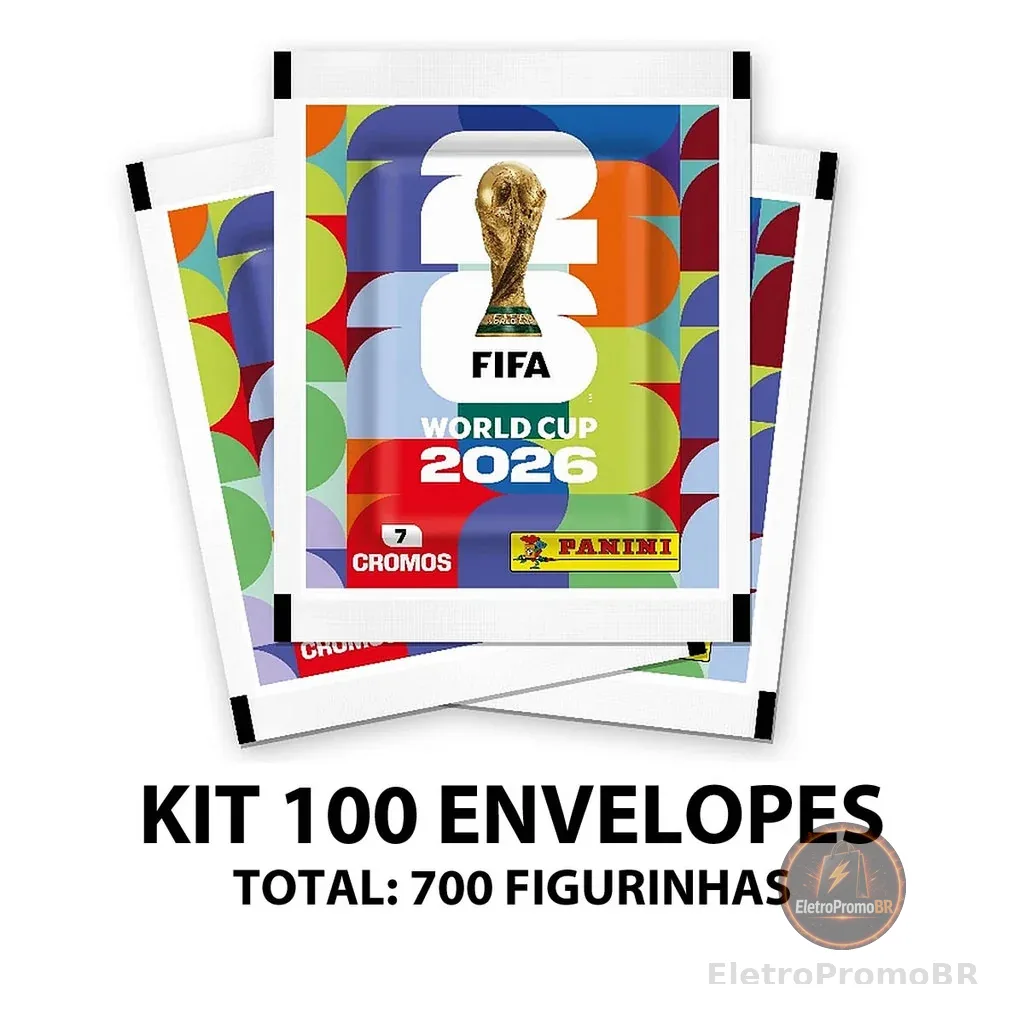 Kit 100 Envelopes de Figurinhas Panini Copa do Mundo 2026 Fifa World Cup Totalizando 700 Figurinhas