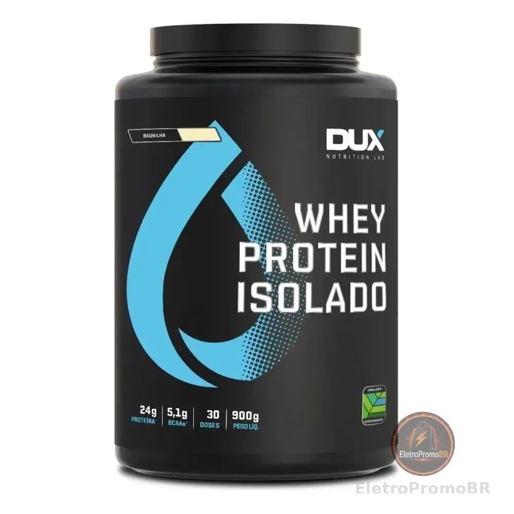Whey Isolado Dux 900g - Whey Baixo Carbo 24g De Proteínas Sabor Cookies Biscoitos