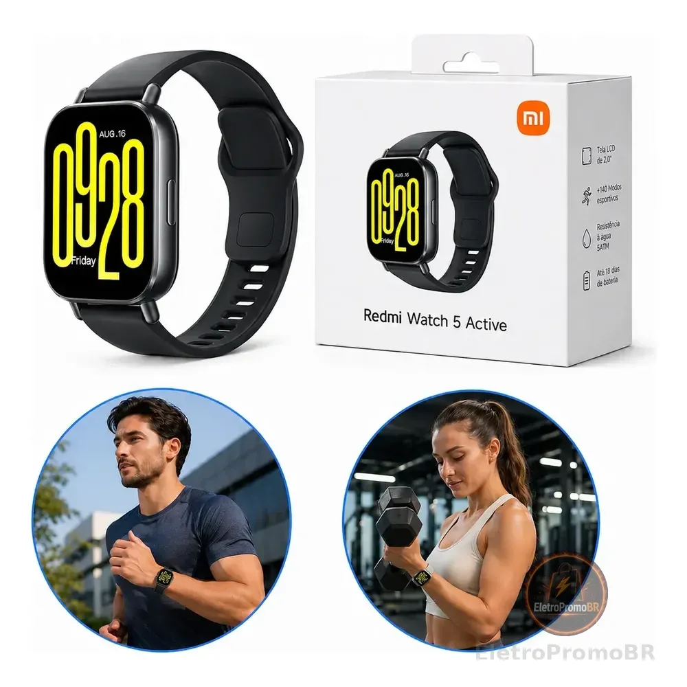 Relógio Smartwatch Redmiwatch 5 Active Prata Xiaomi Original Branco Preto Prateado