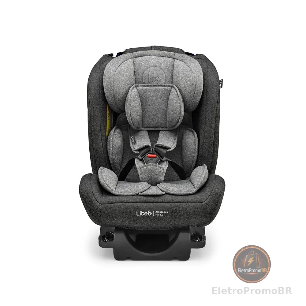 Cadeira para Auto 0-36Kg Isofix Litet All Stages Fix 2.0 Preta e Cinza - BB452