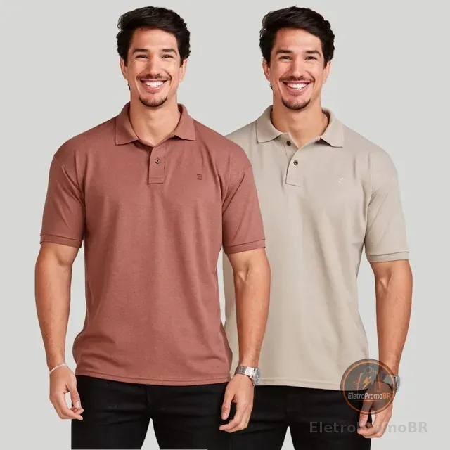 Kit 2 Camisas Masculinas Polo Piquet Casual Elegance