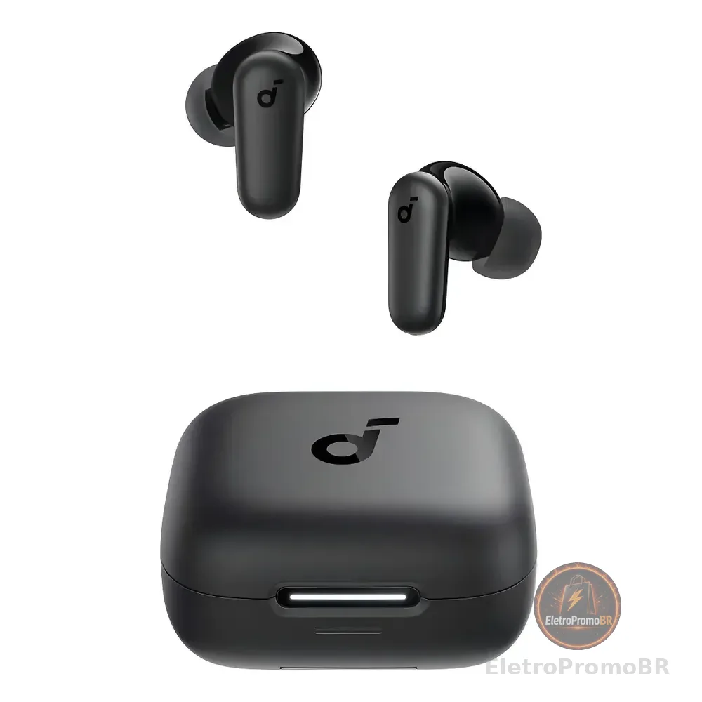 Fone De Ouvido Bluetooth 5.4 Soundcore P30i Da Anker, Cancelamento De Ruído Adaptativo, Graves Poderosos, 45h De Reprodução, Estojo 2-em-1 Com Suporte Para Celular, Ip54, Fone Sem Fio Tws, Preto