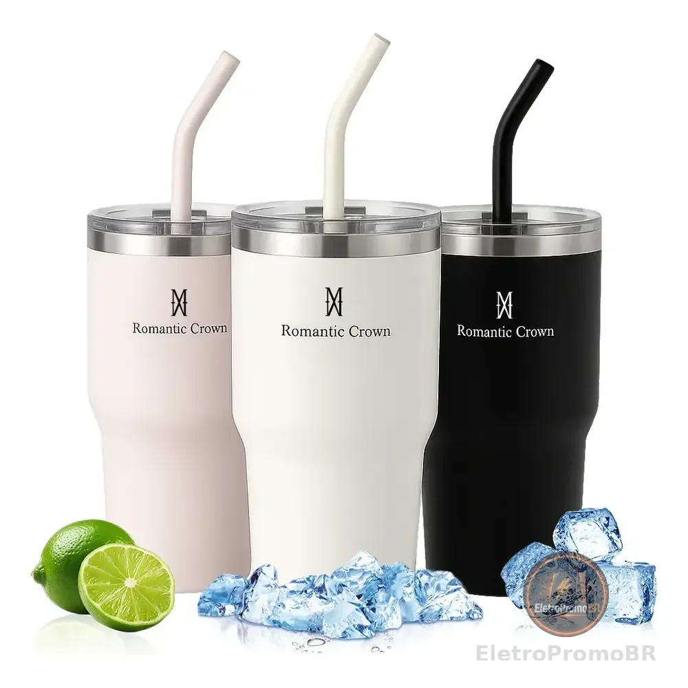 Copo Térmica 600ml Inox Anti-vazamento Para Café/chá/bebidas Branco Lisa