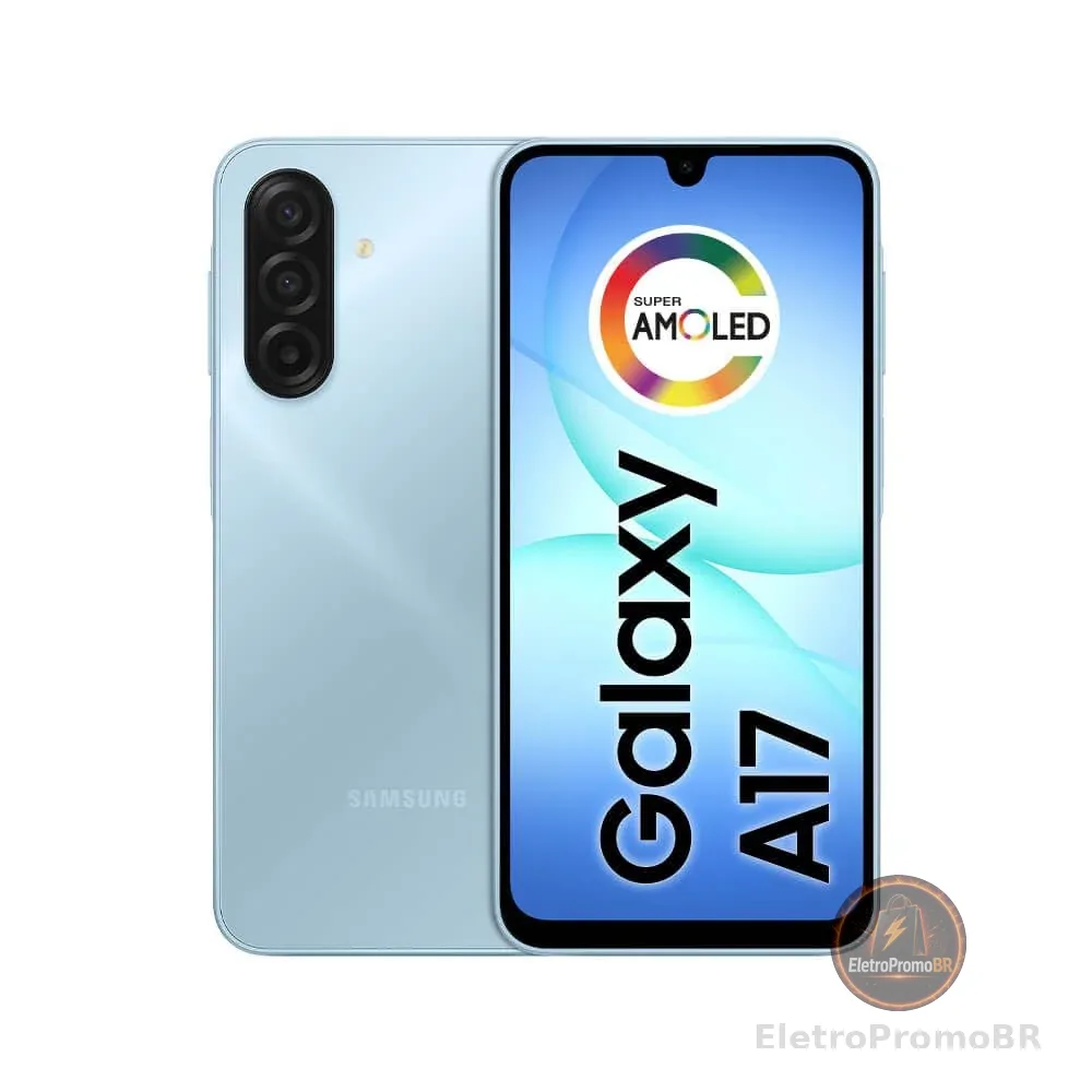Celular Samsung Galaxy A17, 256GB, 8GB, 50MP Tela 6.7", IP54 - Azul