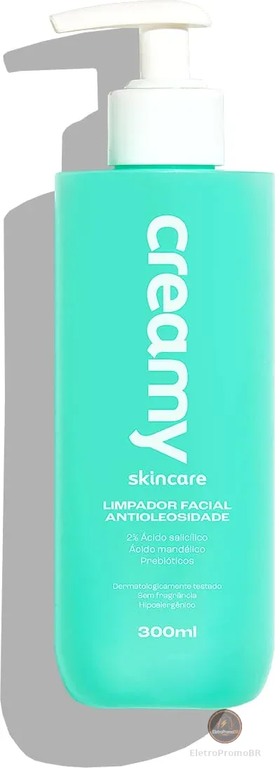 Creamy Skincare Limpador Facial Antioleosidade 300ml | 24 Horas De Oleosidade Controlada, Desobstrui Poros E Reduz Brilho Excessivo | Indicado Para Todos Os Tipos De Pele, Uso Diário