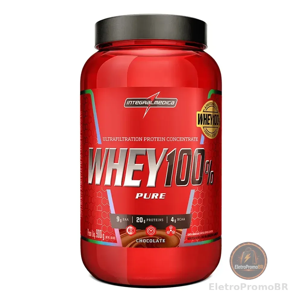 Whey 100% Pure Chocolate 900g Pote - Nutrição Completa Para Recuperação E Crescimento Muscular
