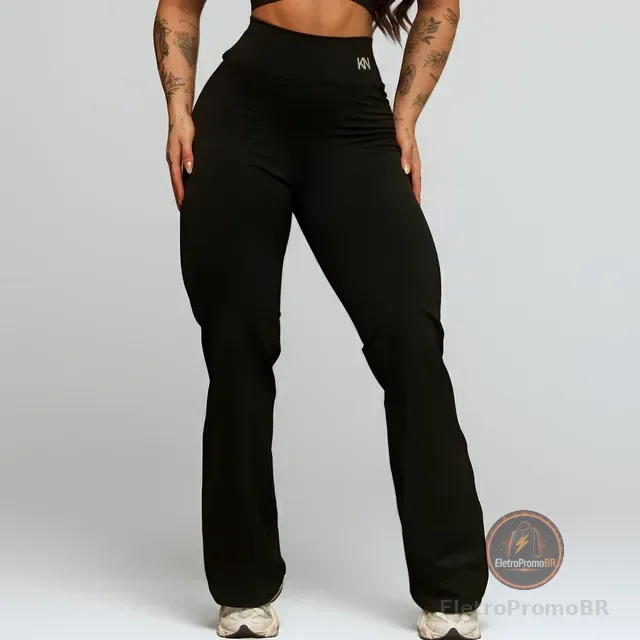 Calça Legging Flare Bailarina Cintura Alta Treino Academia