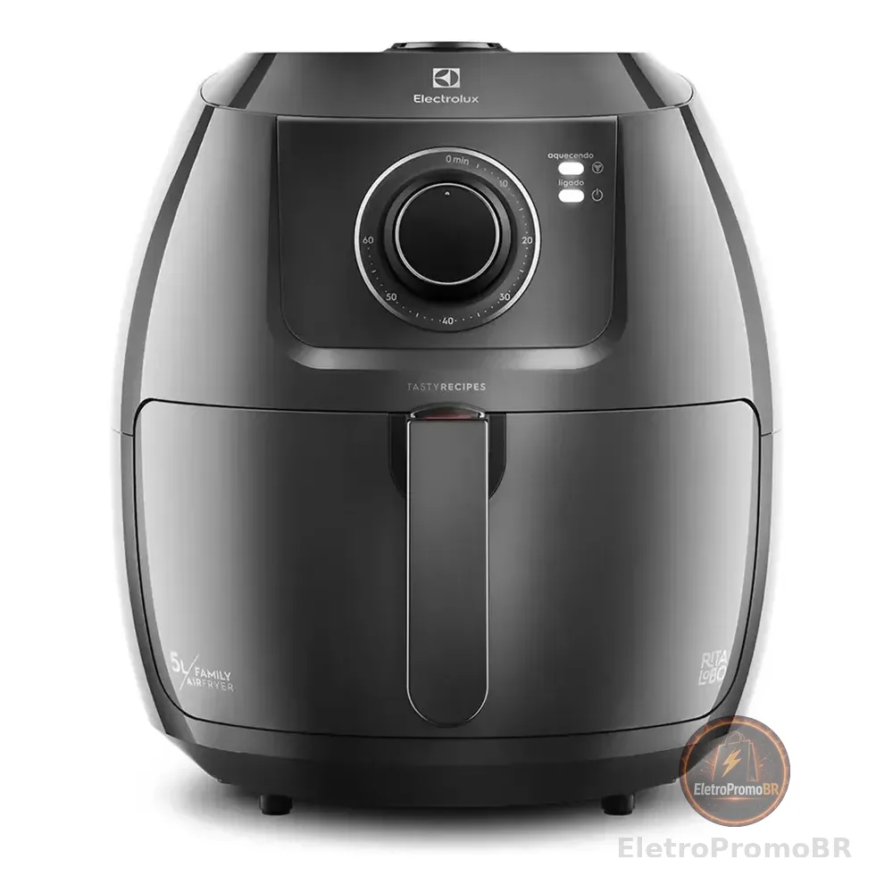 Air Fryer Fritadeira Sem Óleo Elétrica Electrolux 6,5l Family Cesto Removível Com Timer 1700w De Potência Eaf50 Grafite Efficient Por Rita Lobo 127v