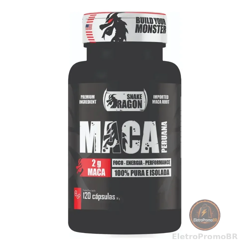 Maca Peruana 120 Capsulas 2000mg Pura Premium Importada Homens E Mulheres 2g Por Dose Snake Dragon Sem Sabor
