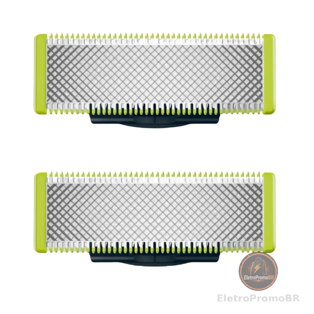 Lâminas de Reposição Originais Philips OneBlade QP220/51 Aço Inoxidável, Raspa, Apara e Contorna - Pacote com 2. Compatível com o barbeador eletrico OneBlade