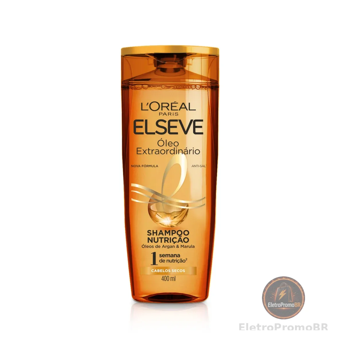 Elseve Óleo Extraordinário, Shampoo para Cabelos Secos, Nutrição com Micro-Óleos de Flores Preciosas para Brilho e Vitalidade, Leveza Infinita sem Pesar, 400ml
