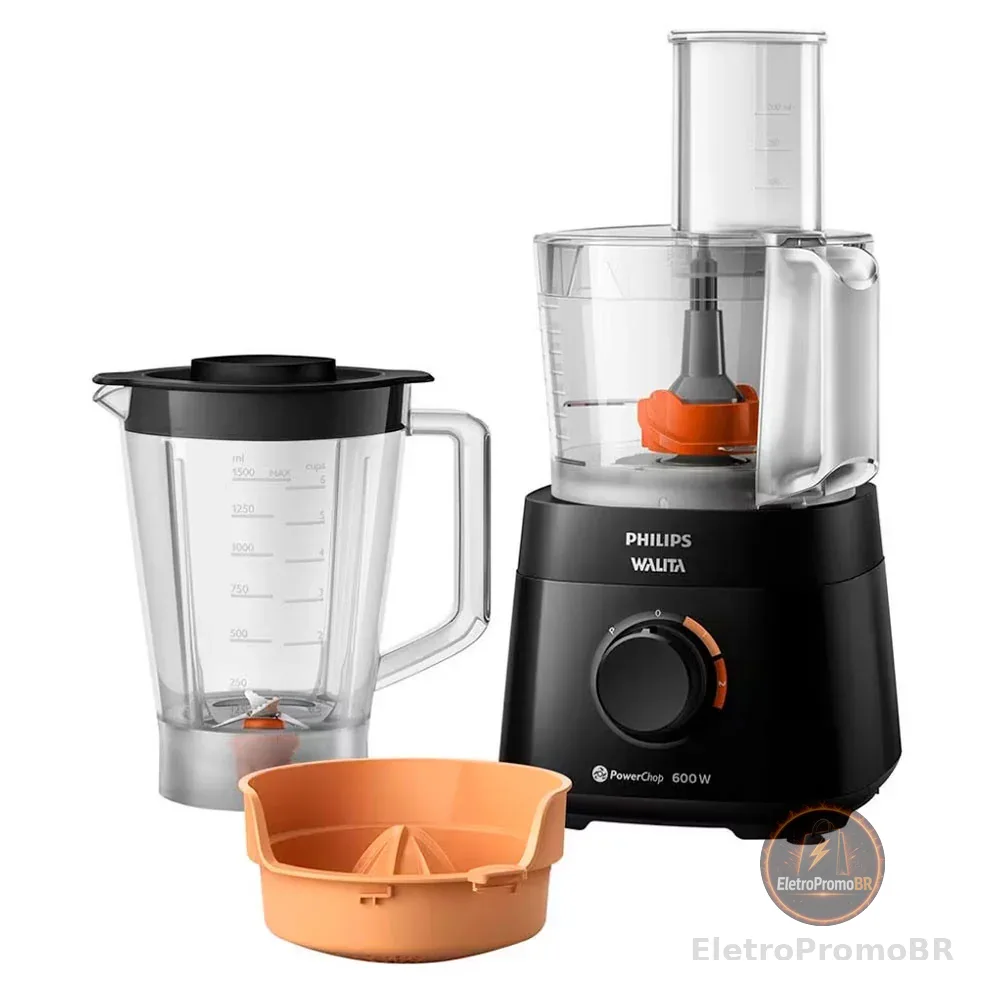 Processador de Alimentos Philips Walita PowerChop RI7300 3 em 1 com 2 Velocidades