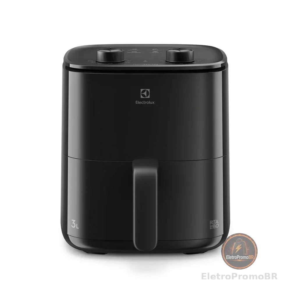 Air Fryer Electrolux por Rita Lobo 3L Preta Efficient c/Desligamento Automático 1200W (EAF05) 220V