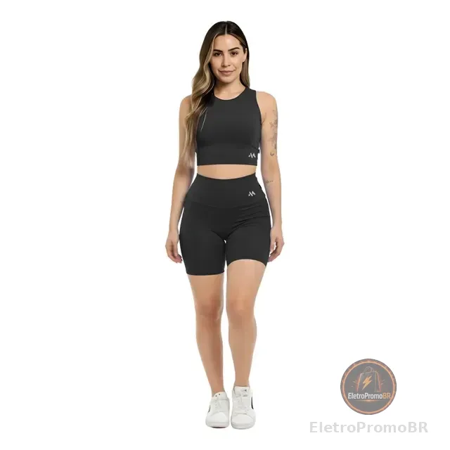 Conjunto Bermuda Fitness Poliéster Zero Transparência