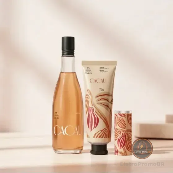Presente Kit Ekos: Frescor Cacau 150ml + Polpa Hidratante Mãos E Unhas 75g + Protetor Labial 3,5g